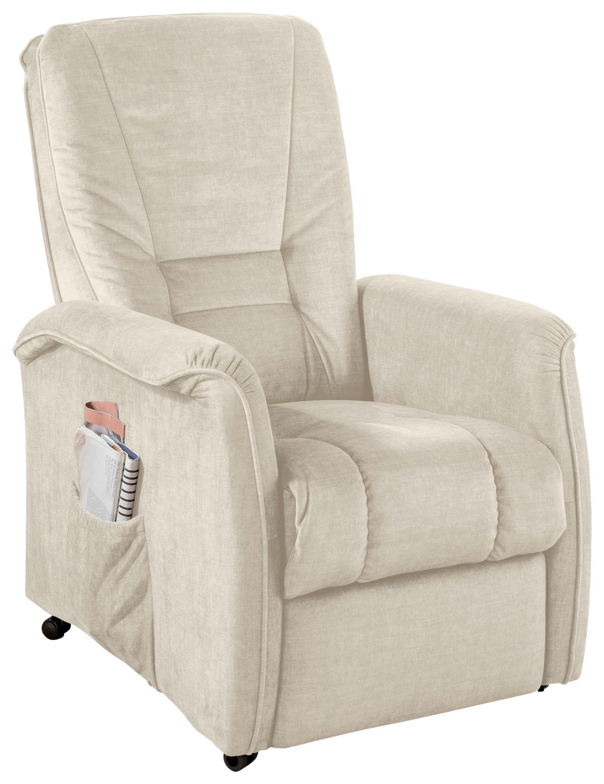 FERNSEHSESSEL in Velours Beige  - Beige/Schwarz, Design, Kunststoff/Textil (77/107/88cm) - Livetastic