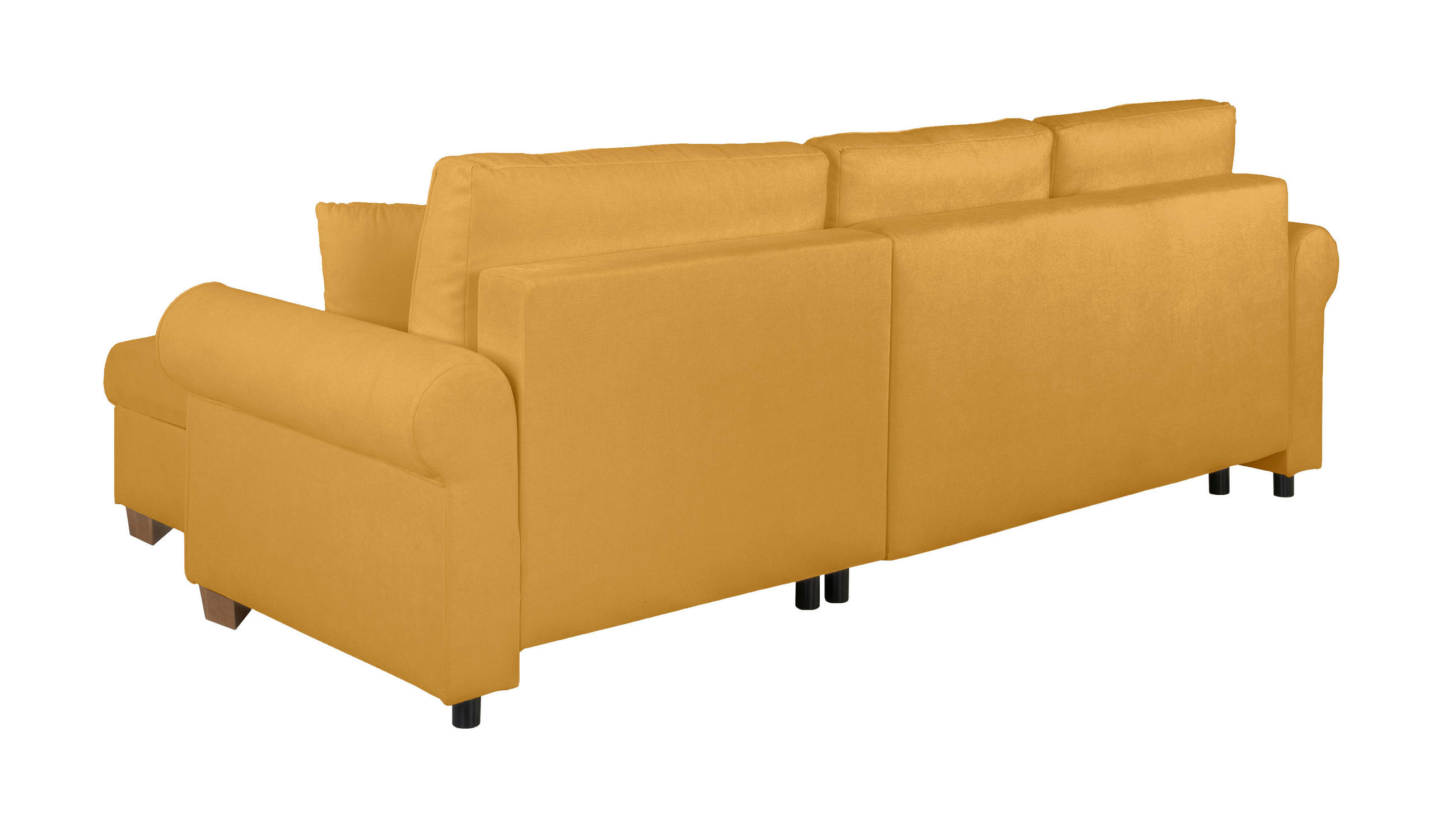 ECKSOFA in Gelb  - Gelb/Buchefarben, Design, Holz/Textil (266/161cm) - MID.YOU
