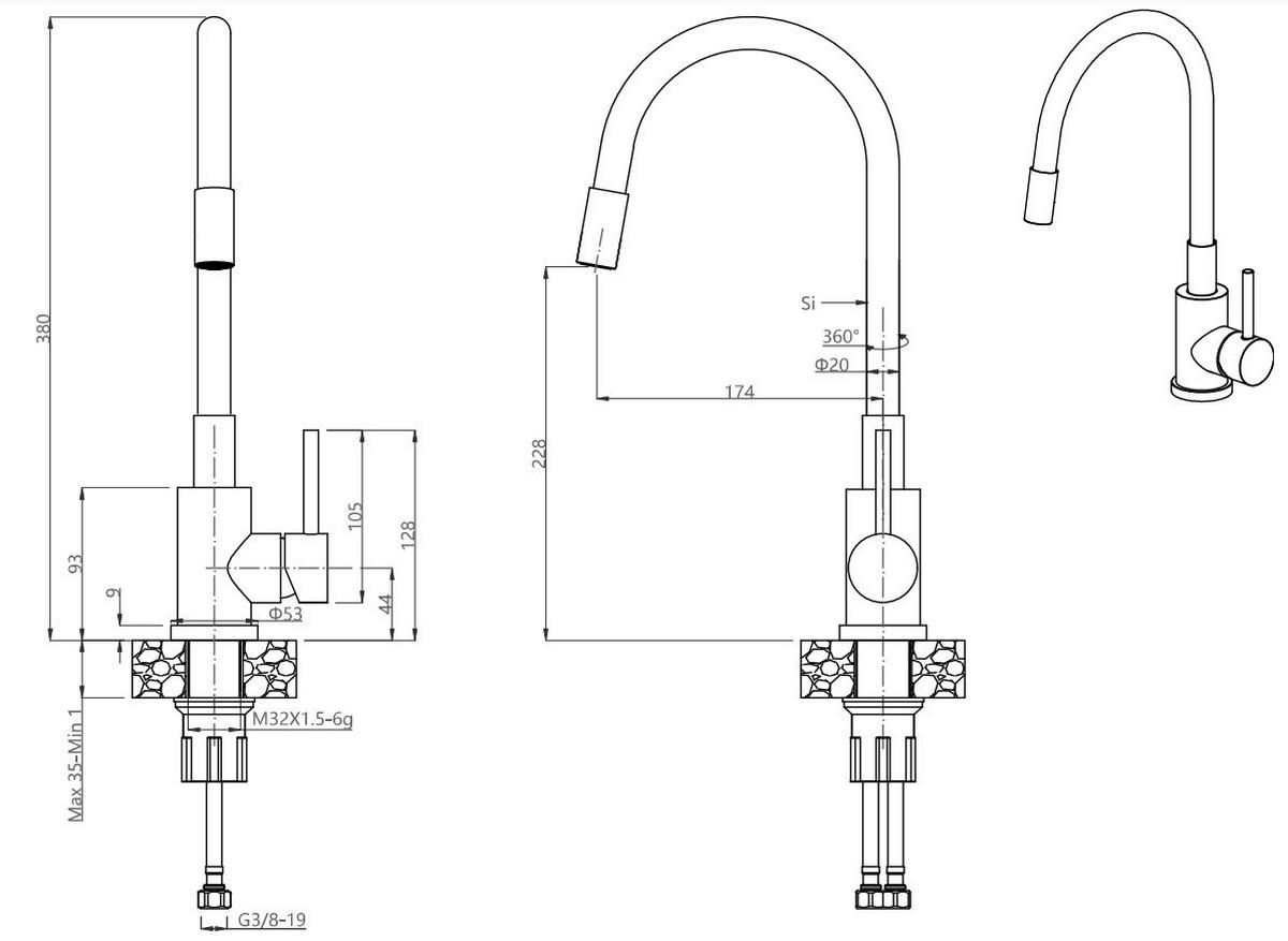 SET SUDOPERA I SLAVINE   56/51/21 cm         - crna, Basics, kamen (56/51/21cm)