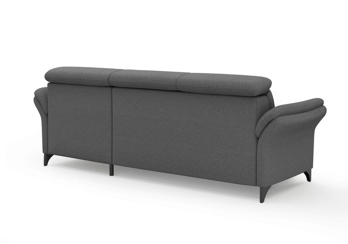 ECKSOFA GLENDALE E Dunkelgrau Flachgewebe  - Dunkelgrau/Schwarz, KONVENTIONELL, Textil/Metall (253/166cm) - Sit & More