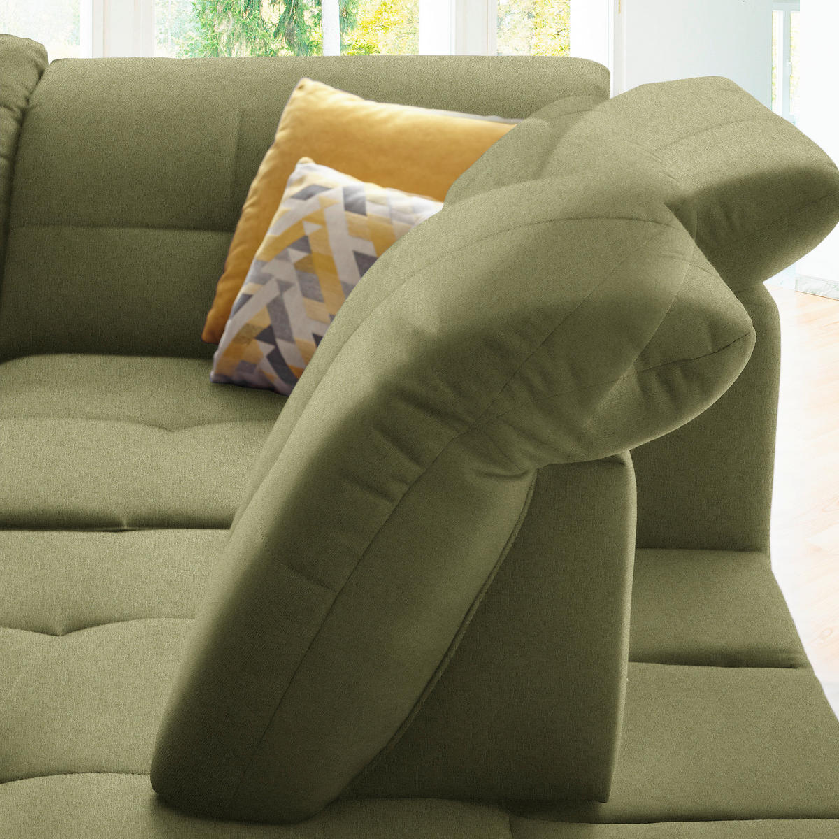 ECKSOFA in Chenille Olivgrün  310/240 cm  - Schwarz/Olivgrün, Design, Textil/Metall (310/240cm) - Xora