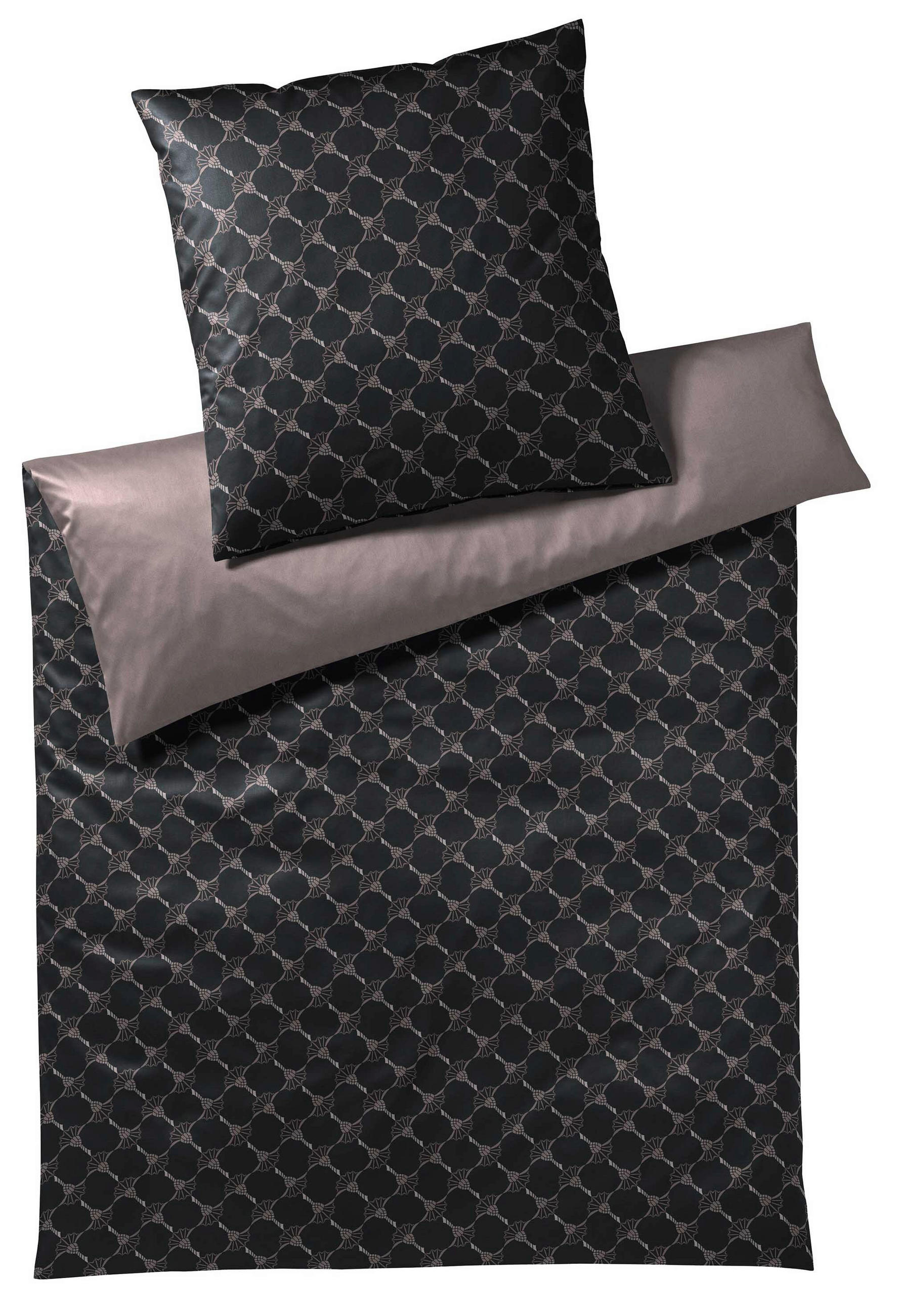 BETTWÄSCHESET Makosatin 160/210 cm  70 cm/50 cm  - Anthrazit/Schwarz, Design, Naturmaterialien/Textil (160/210cm) - Joop!