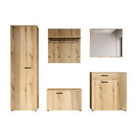GARDEROBE 5-teilig  in 250/196/36 cm  - Eichefarben/Schwarz, Basics, Holzwerkstoff (250/196/36cm) - MID.YOU