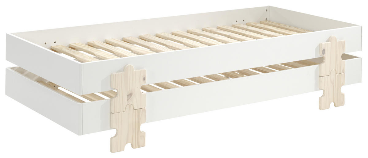 STAPELBETT  90/200 cm  Weiß  - Weiß/Kieferfarben, MODERN, Holz/Holzwerkstoff (90/200cm) - MID.YOU