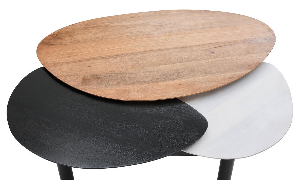 COUCHTISCH Mangoholz vollmassiv oval Multicolor  - Multicolor/Schwarz, Design, Holz (110/45/100cm) - Livetastic