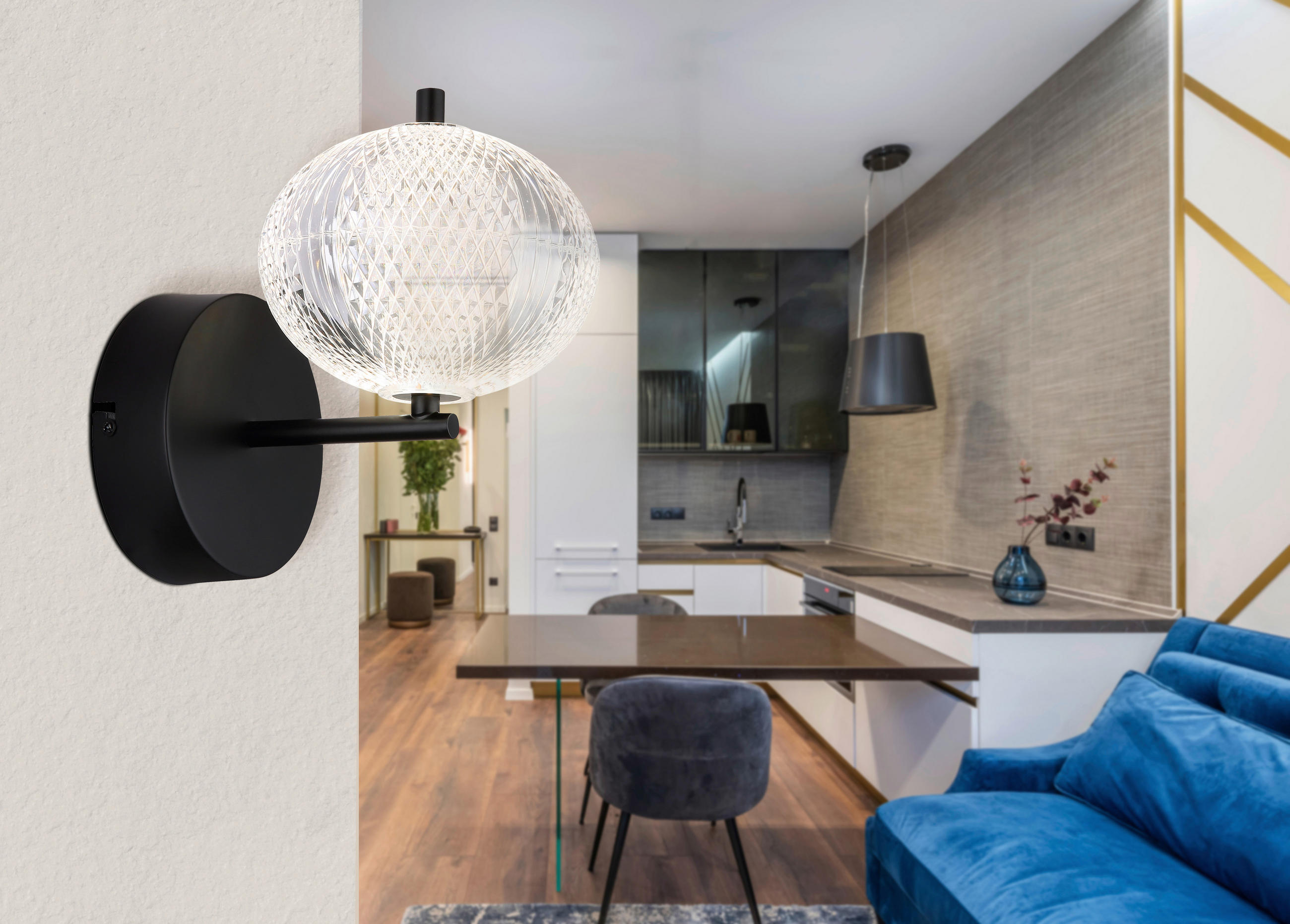 LED VÄGGLAMPA 15/20,5/21,5 cm   - klar/svart, Klassisk, metall/plast (15/20,5/21,5cm) - Globo
