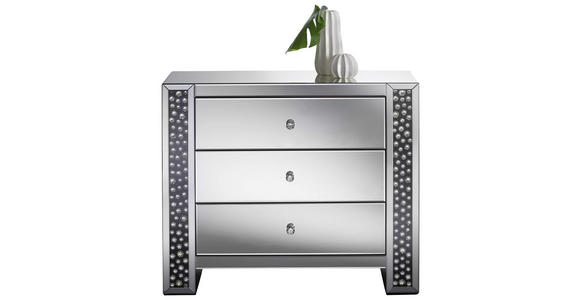 KOMMODE 95,5/80,5/40 cm - Silberfarben/Schwarz, Design, Glas/Holzwerkstoff (95,5/80,5/40cm) - Xora