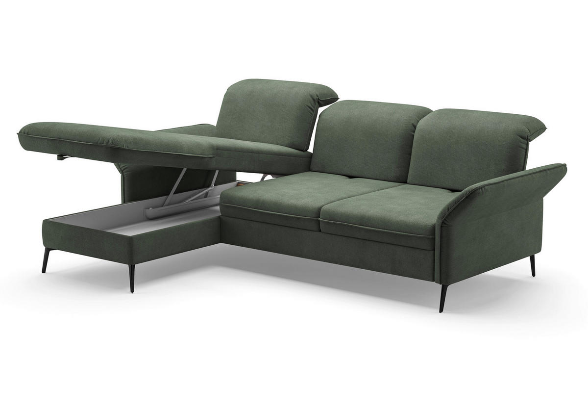 ECKSOFA in Flachgewebe Grün  - Schwarz/Grün, Konventionell, Textil/Metall (198/264cm) - Sit & More