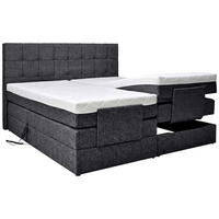 BOXSPRINGBETT 160/200 cm,  in Anthrazit, gepolstertes Kopfteil, Topper, motorische Verstellbarkeit, Fernbedienung, Matratzen, H3 = fest  - Anthrazit/Schwarz, KONVENTIONELL, Kunststoff/Textil (160/200cm) - Moderano
