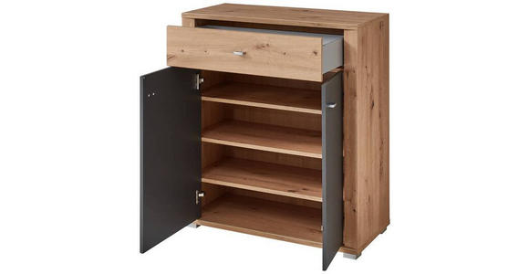 GARDEROBE 5-teilig  in 260/199/38 cm  - Graphitfarben/Eiche Artisan, Design, Holzwerkstoff/Textil (260/199/38cm) - Xora