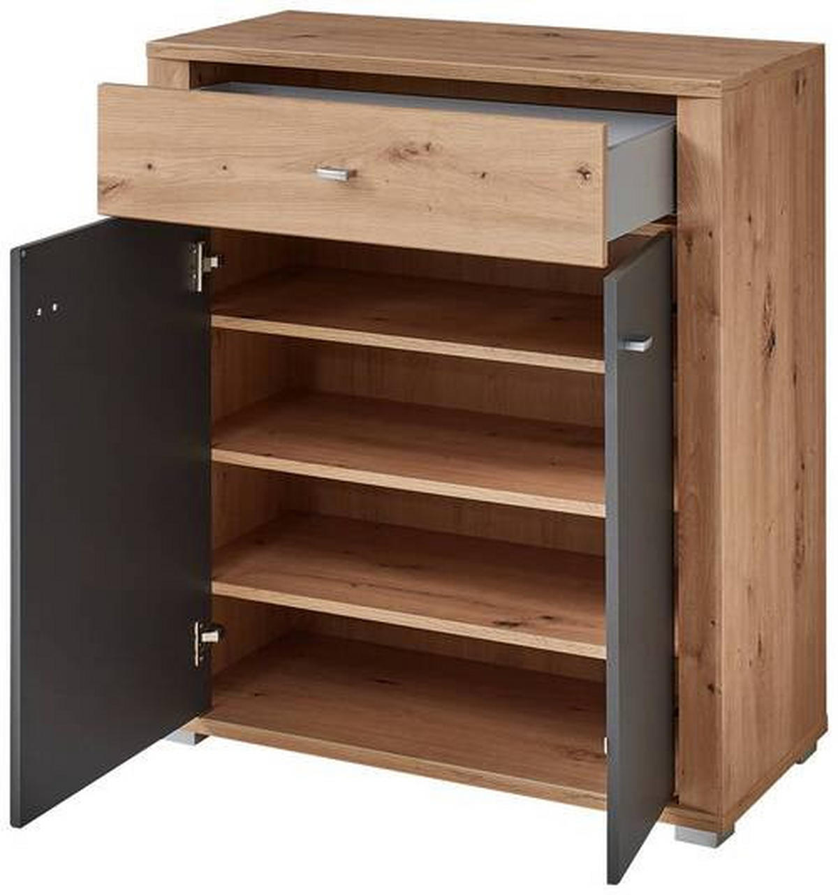 GARDEROBE 5-teilig  in 260/199/38 cm  - Graphitfarben/Eiche Artisan, Design, Holzwerkstoff/Textil (260/199/38cm) - Xora