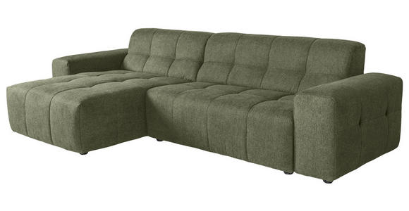 ECKSOFA Dunkelgrün Webstoff Rücken echt  - Dunkelgrün/Schwarz, KONVENTIONELL, Kunststoff/Textil (295/157cm) - Carryhome