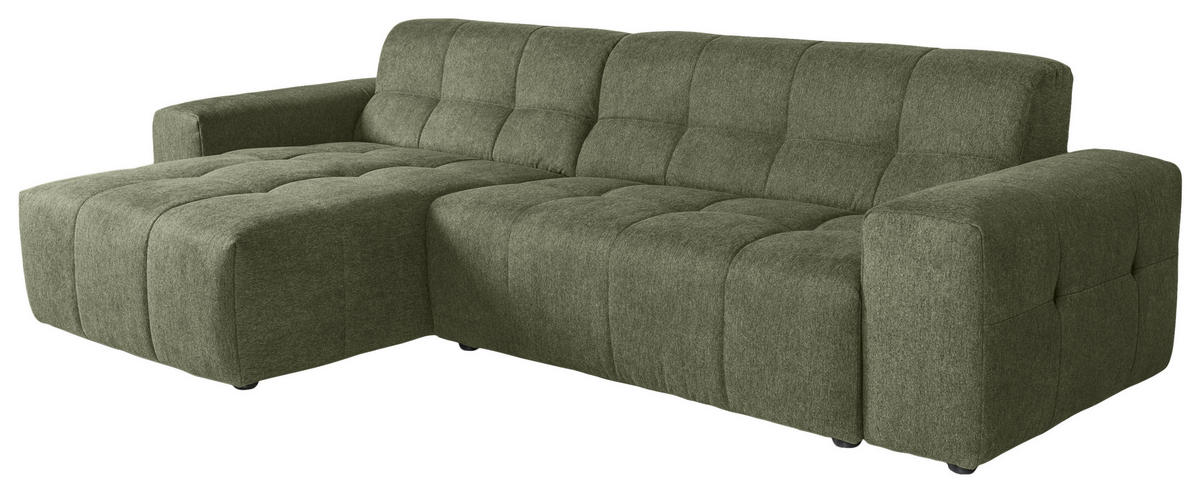ECKSOFA Dunkelgrün Webstoff  - Dunkelgrün/Schwarz, KONVENTIONELL, Kunststoff/Textil (295/157cm) - Carryhome
