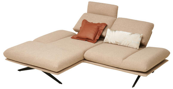 ECKSOFA  in Flachgewebe Beige  155/234 cm  - Beige/Schwarz, Design, Textil/Metall (155/234cm) - Dieter Knoll