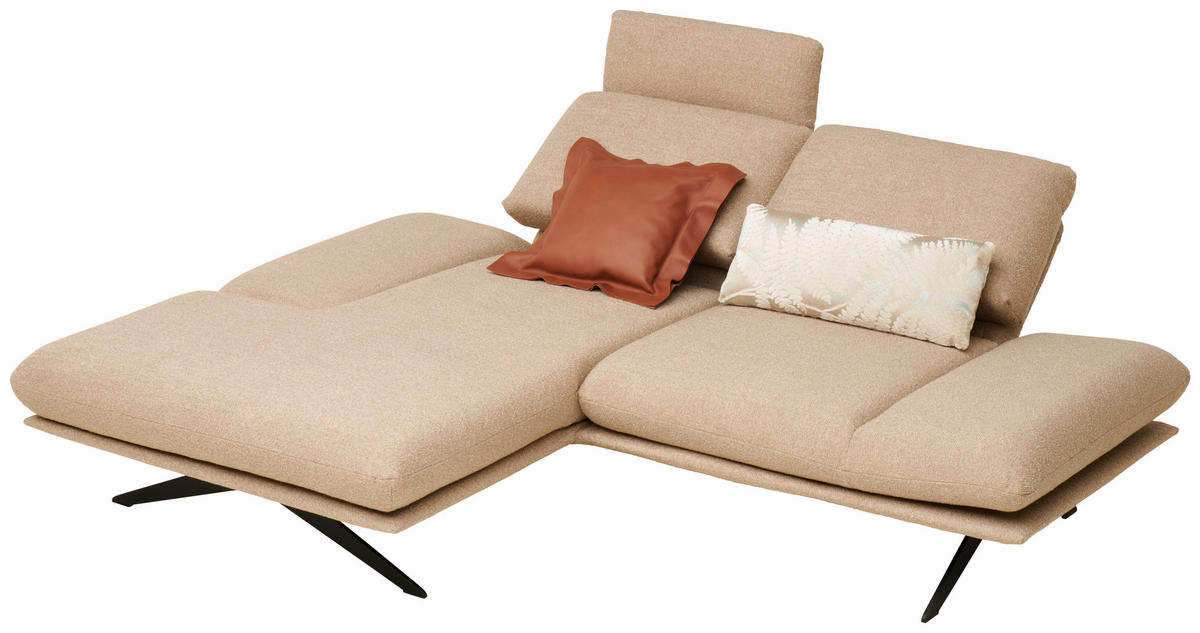ECKSOFA in Flachgewebe Beige  - Beige/Schwarz, Design, Textil/Metall (155/234cm) - Dieter Knoll