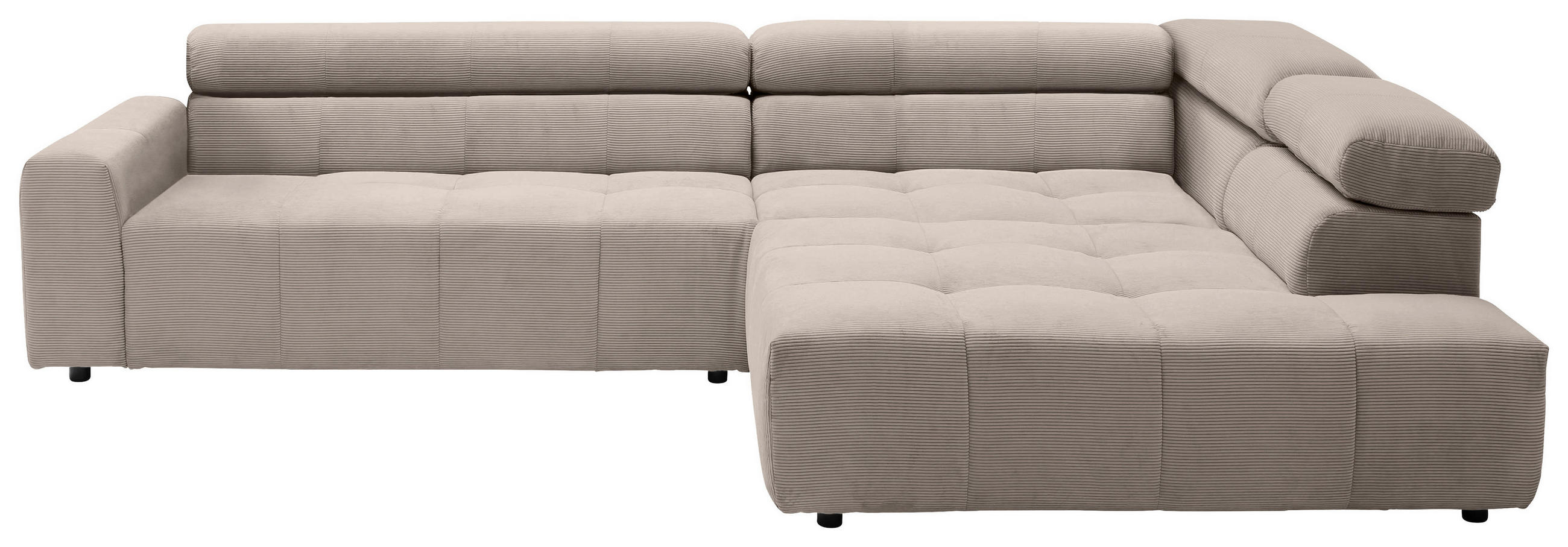 ECKSOFA Sandfarben Feincord  - Sandfarben/Schwarz, KONVENTIONELL, Kunststoff/Textil (311/219cm) - Hom`in