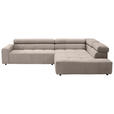 ECKSOFA Sandfarben Feincord  - Sandfarben/Schwarz, KONVENTIONELL, Kunststoff/Textil (311/219cm) - Hom`in