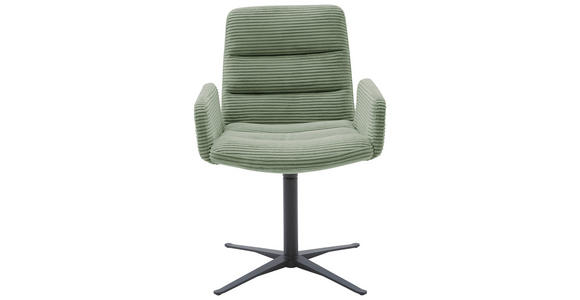 ARMLEHNSTUHL in Cord - Schwarz/Graugrün, Design, Textil/Metall (61/88/66cm) - Dieter Knoll