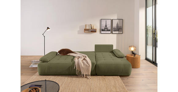 ECKSOFA  in Webstoff Olivgrün  - Schwarz/Olivgrün, KONVENTIONELL, Kunststoff/Textil (282/162cm) - Carryhome