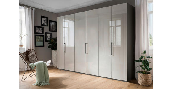 FALTTÜRENSCHRANK 300/216/58 cm 6-türig Grau - Schieferfarben/Grau, KONVENTIONELL, Glas/Holzwerkstoff (300/216/58cm) - Novel