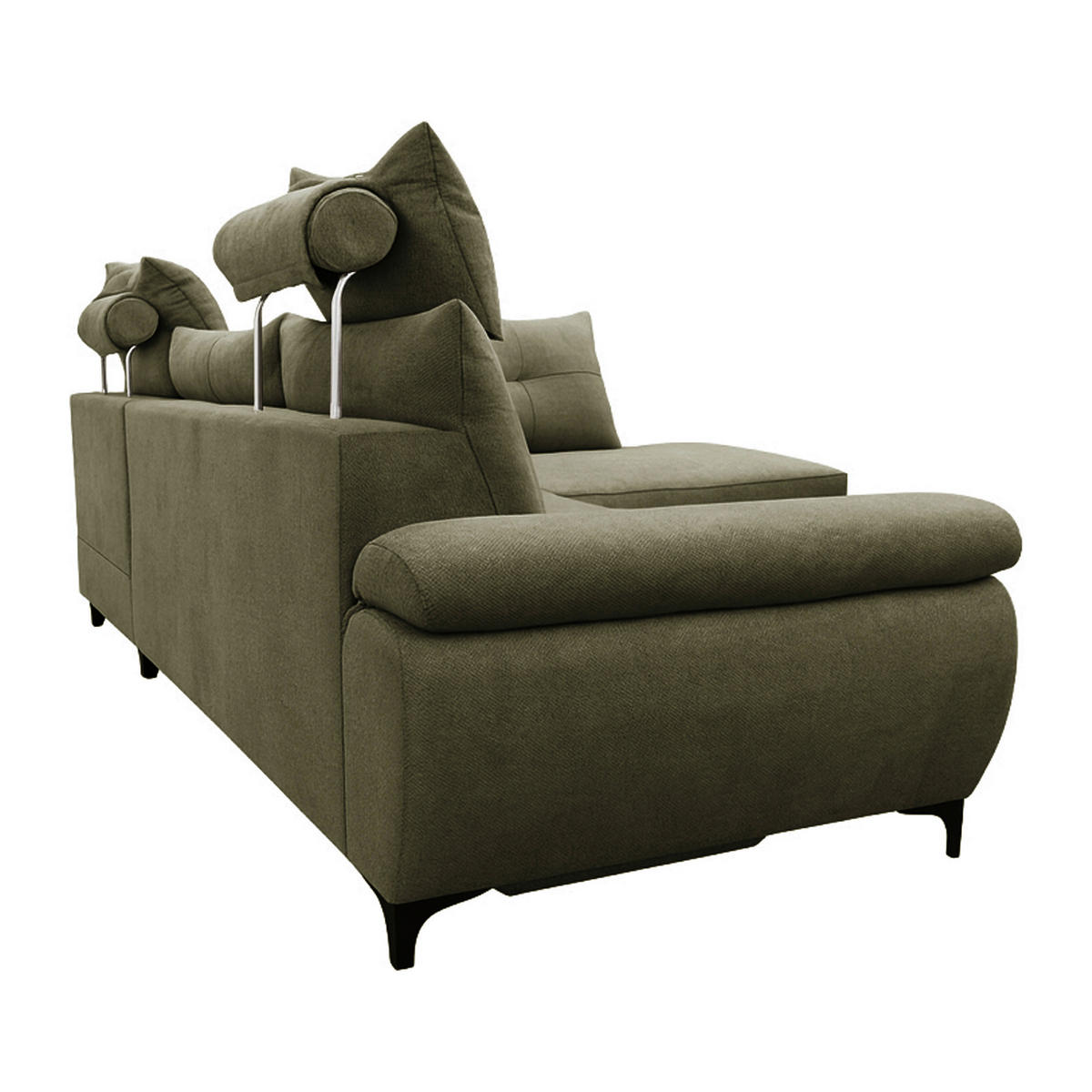 ECKSOFA SOLEI Grün Chenille Zierkissen, Bettkasten, Kopfstütze  - Schwarz/Grün, Design, Kunststoff/Textil (265/203cm) - MID.YOU