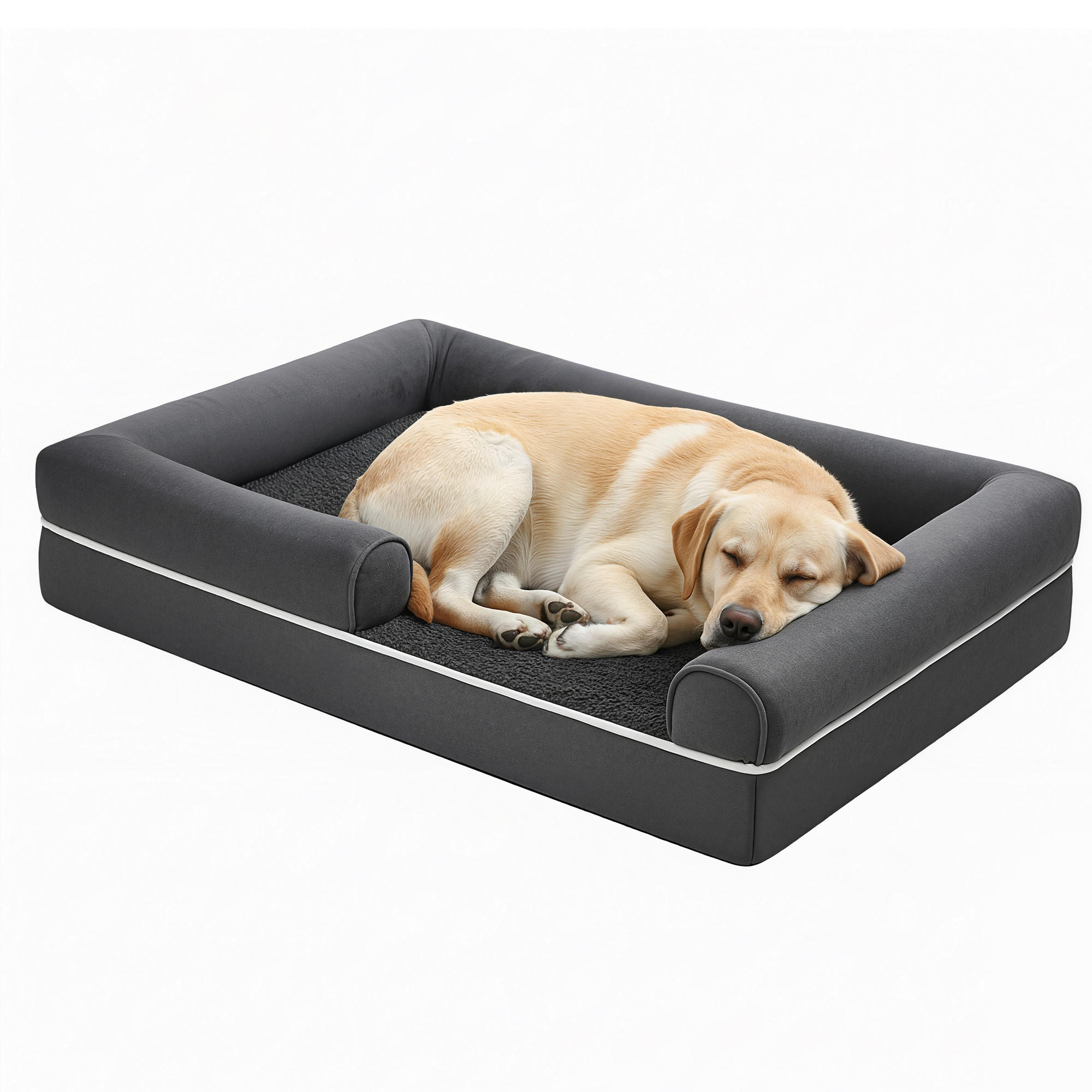 HUNDEBETT - Dunkelgrau, Trend, Kunststoff/Textil (106/18/71cm) - Boxxx