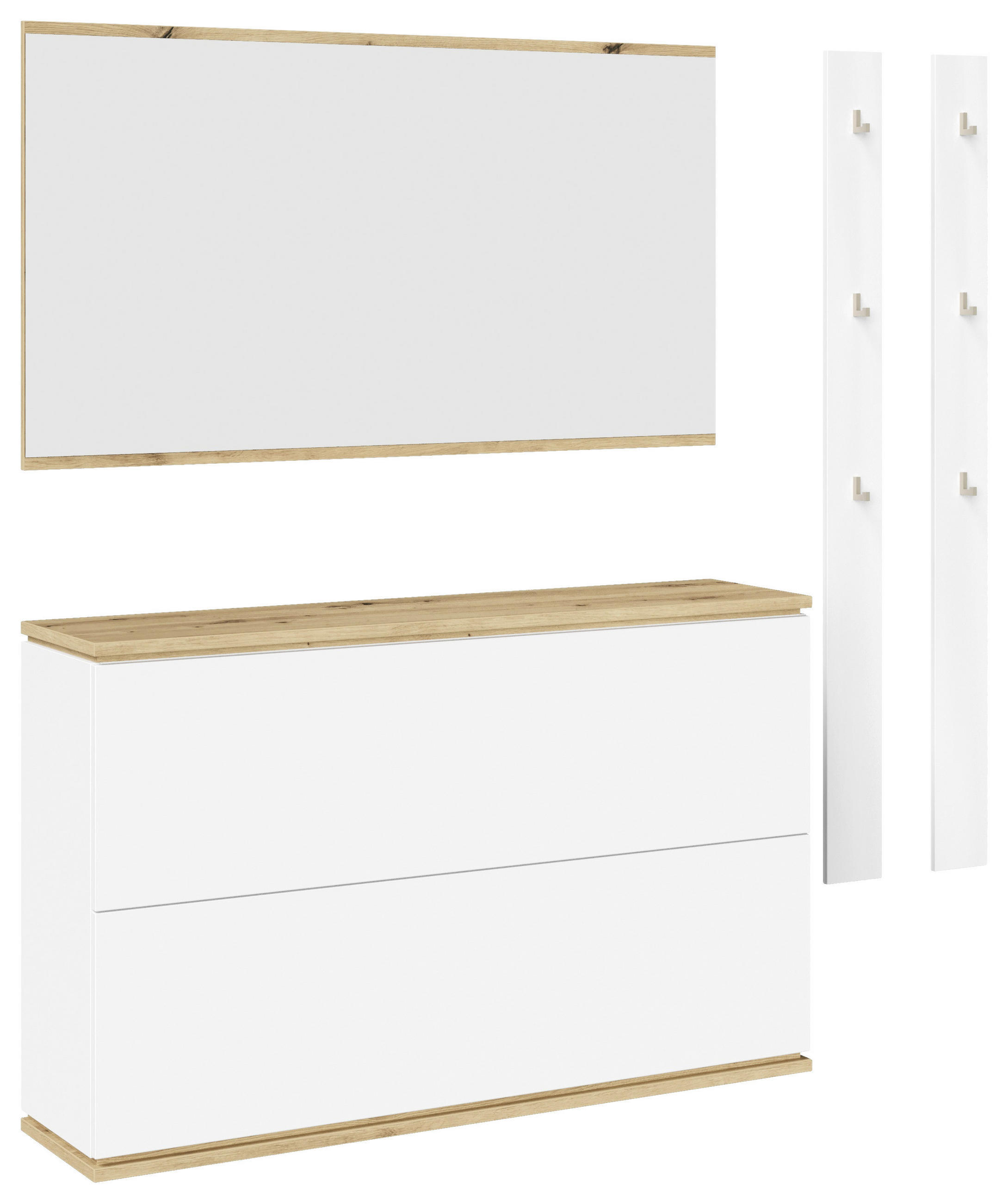 GARDEROBE 3-teilig  in 180,2/200/33 cm  - Weiß/Eiche Artisan, KONVENTIONELL, Holzwerkstoff (180,2/200/33cm) - Xora