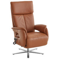 RELAXSESSEL in Leder Braun  - Edelstahlfarben/Braun, Design, Leder/Metall (70/124/85cm) - Cantus