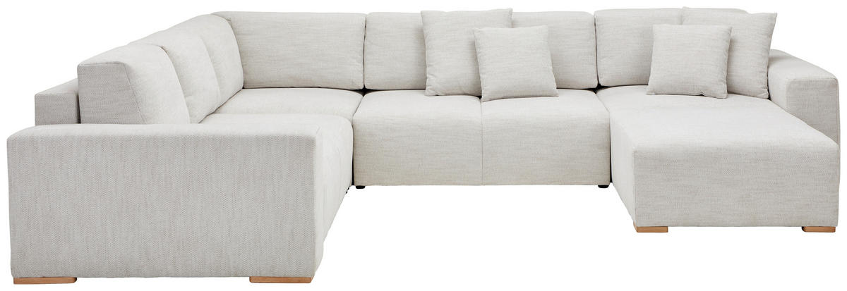 WOHNLANDSCHAFT in Flachgewebe Beige  - Beige/Buchefarben, Konventionell, Holz/Kunststoff (283/371/208cm) - Livetastic