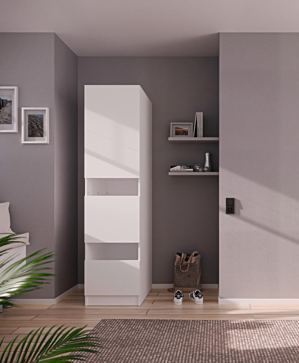 MEHRZWECKSCHRANK 50/200/68 cm  in Weiß  - Schwarz/Weiß, Design, Holzwerkstoff/Metall (50/200/68cm) - Milino