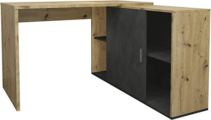 Mid.you Eckschreibtisch Dunkelgrau, Eiche Artisan 124x75x119 cm
