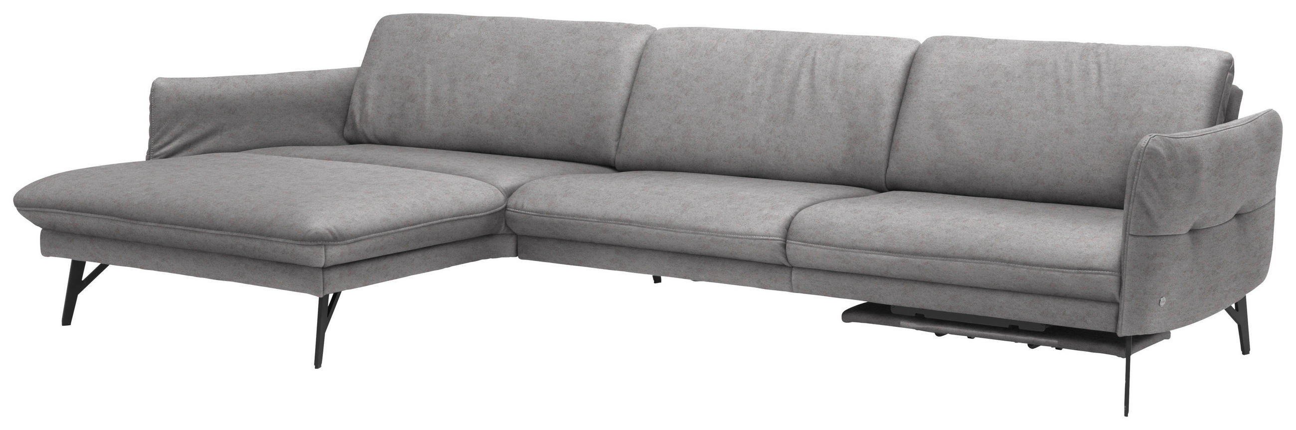 ECKSOFA Grau Echtleder  - Anthrazit/Grau, Design, Leder/Metall (174/330cm) - Himolla