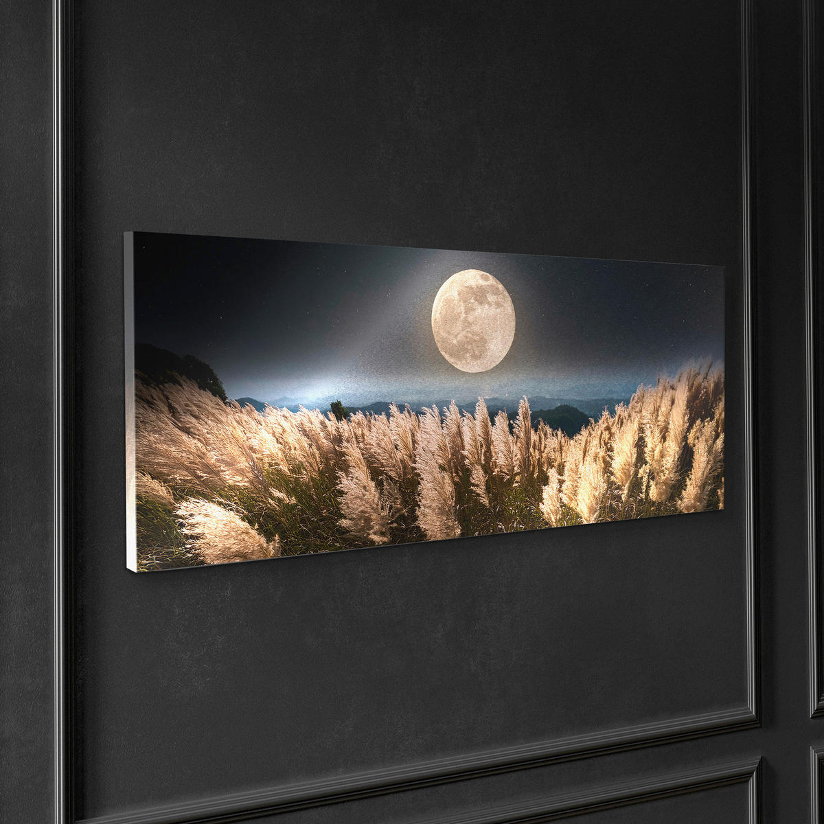 LEINWANDBILD Landschaft & Natur, Mond 150/60 cm  - Multicolor, Basics, Holz/Textil (150/60cm)