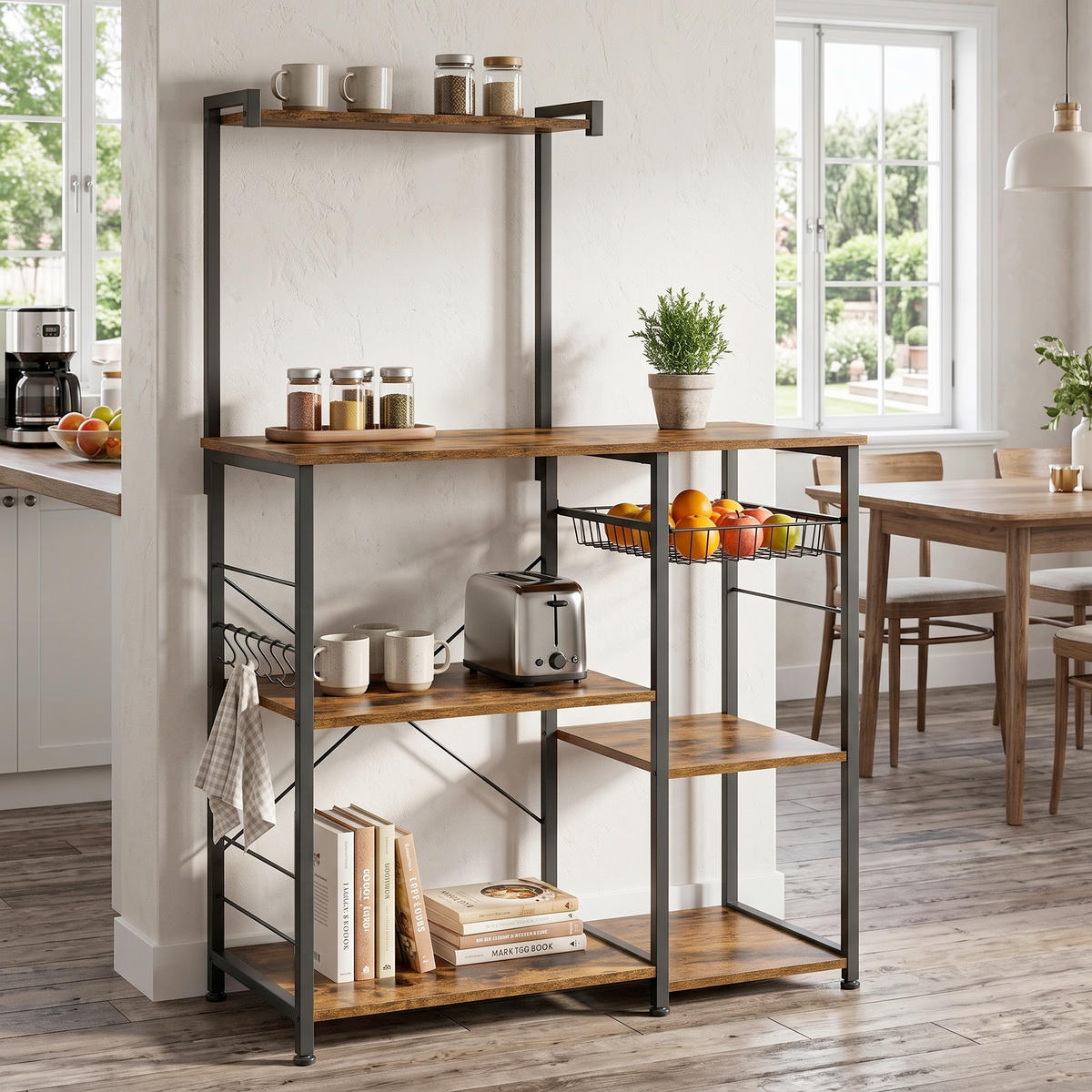 REGAL Schwarz, Dunkelbraun  - Dunkelbraun/Schwarz, Trend, Holzwerkstoff/Metall (90/132/40cm) - MID.YOU