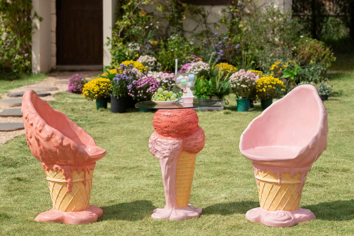 POMOĆNI STOLIĆ narančasta, pink, bež  plastika, staklo   - narančasta/pink, Lifestyle, staklo/plastika (48/70,5cm) - Ambia Home
