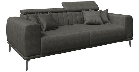 3-SITZER-SOFA  in Webstoff Dunkelgrau  - Dunkelgrau/Schwarz, KONVENTIONELL, Textil/Metall (240/80/113cm) - Carryhome