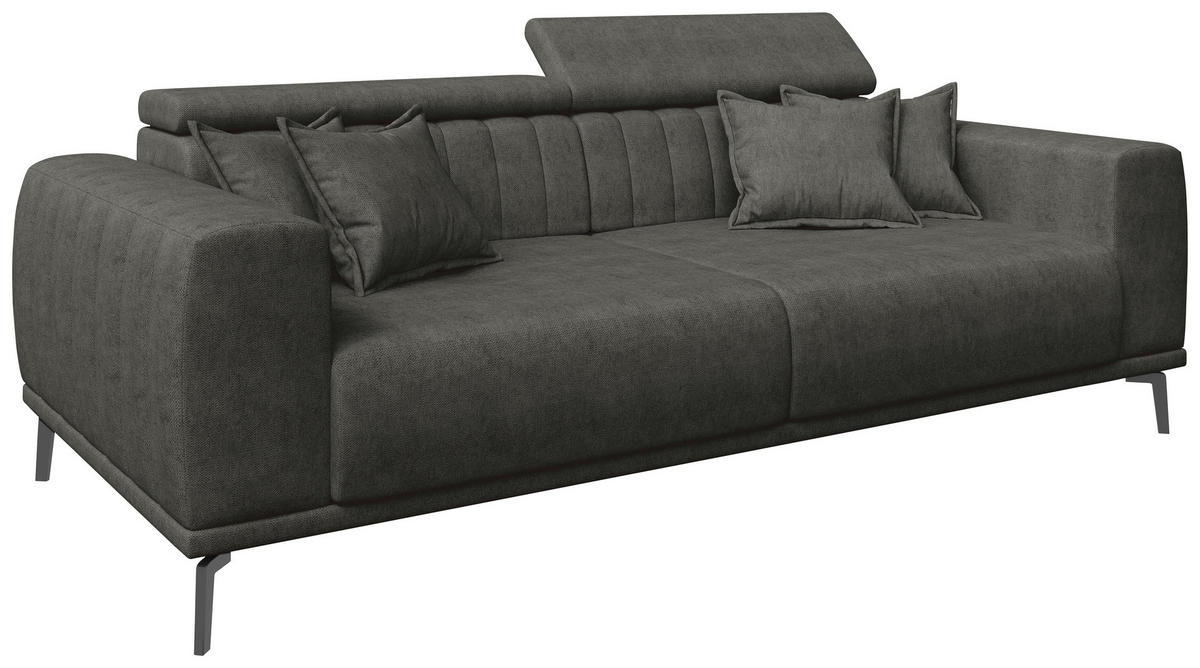 3-SITZER-SOFA Webstoff Dunkelgrau  - Dunkelgrau/Schwarz, KONVENTIONELL, Textil/Metall (240/80/110cm) - Carryhome