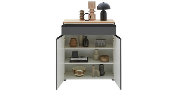 KOMMODE  in 90/102/41 cm  - Eichefarben/Schwarz, Design, Holz/Holzwerkstoff (90/102/41cm) - Dieter Knoll