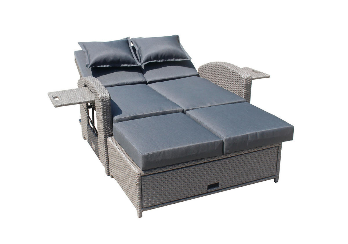 LOUNGESOFA Stahl  - Schwarz, Basics, Kunststoff/Textil - Gardenson