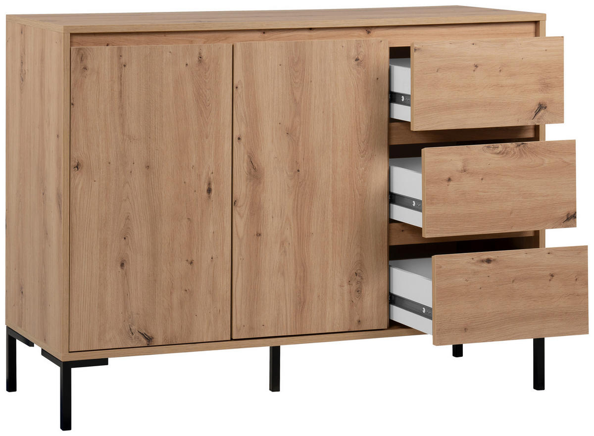 KOMMODE  in 120/87/40 cm  - Schwarz/Eiche Artisan, Design, Holzwerkstoff/Metall (120/87/40cm) - MID.YOU