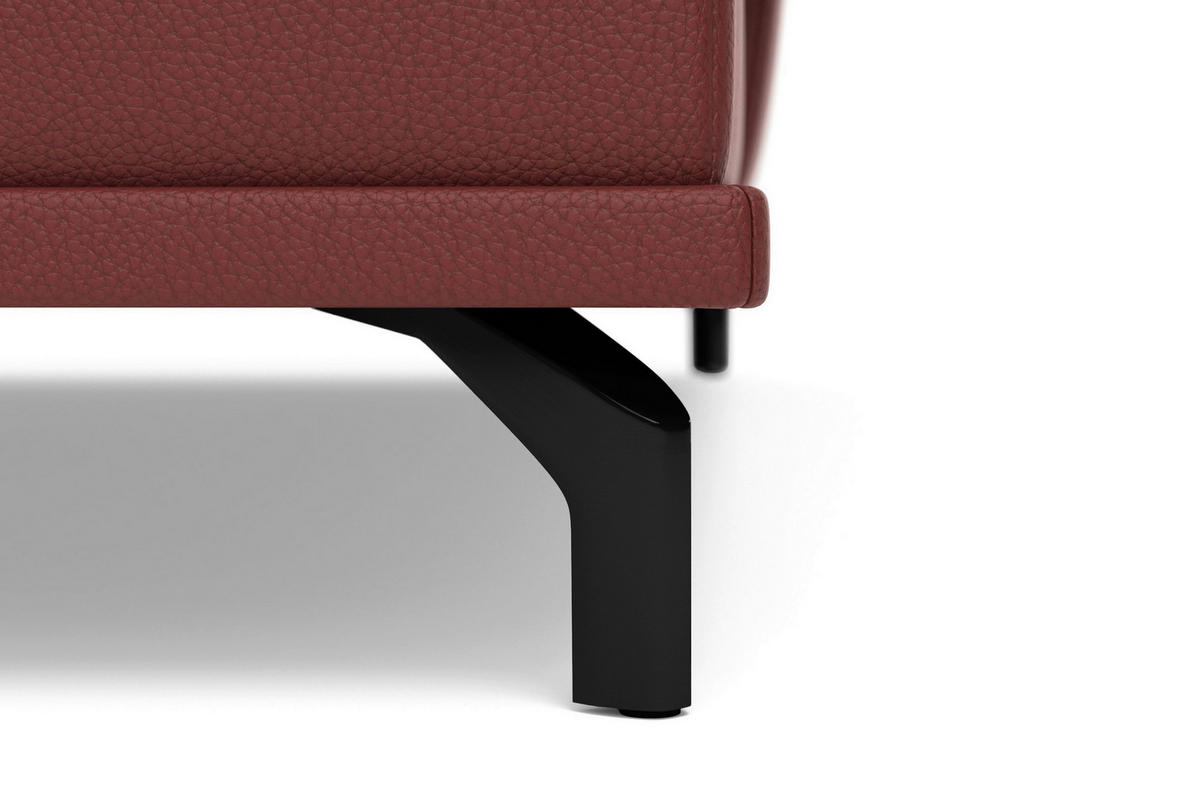SEDACÍ SOUPRAVA, kůže, červenohnědá - černá/červenohnědá, Basics, kov/textil (223/363/176cm) - Sit & More