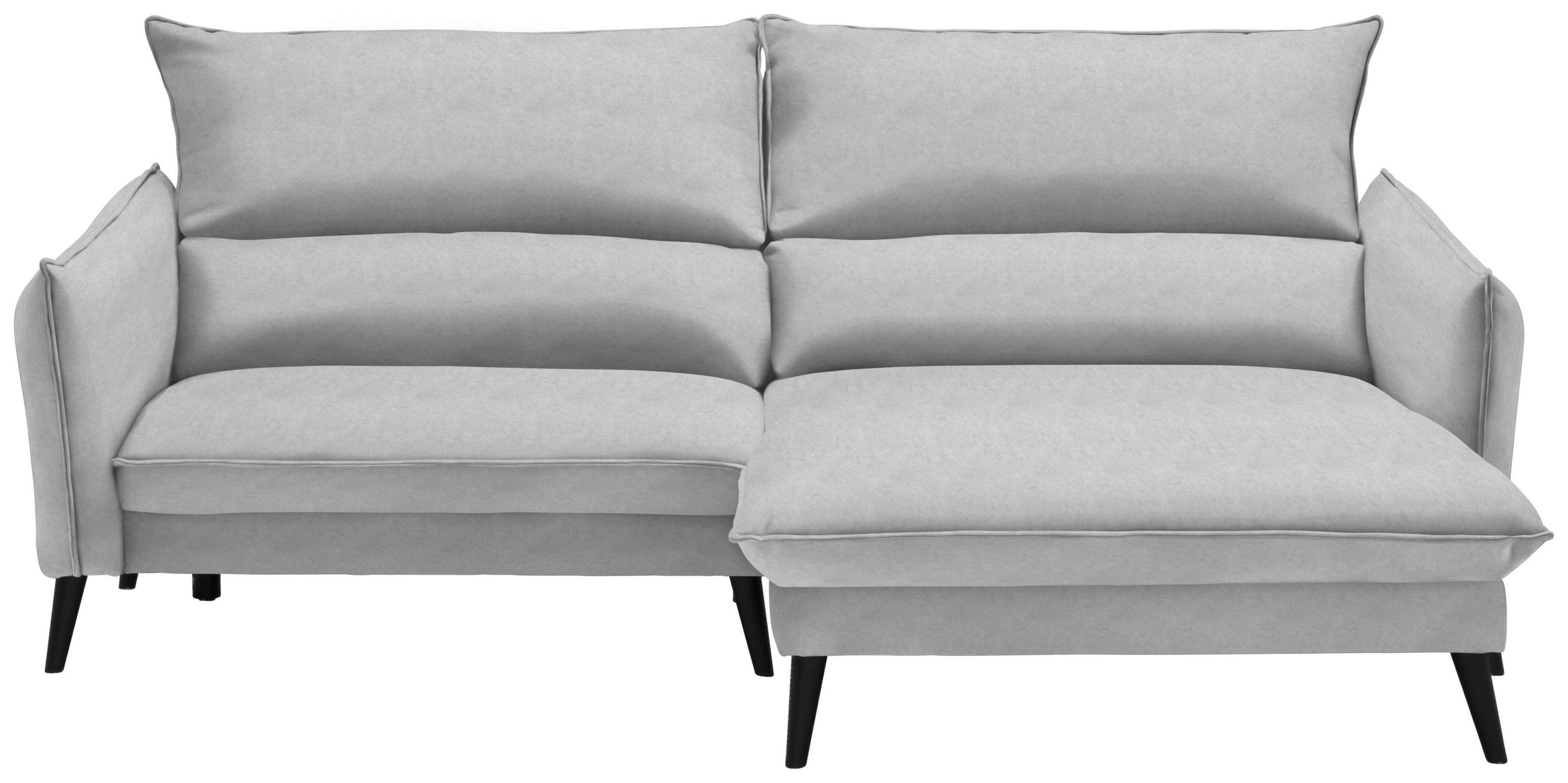 ECKSOFA Hellgrau Velours  - Hellgrau/Schwarz, Design, Holz/Textil (238/170cm) - Carryhome