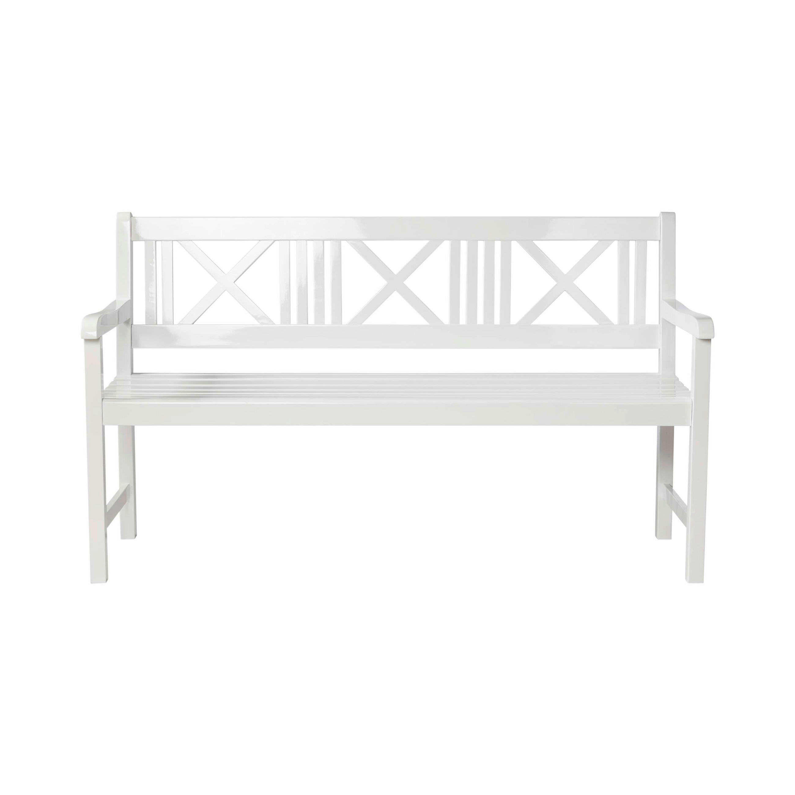 GARTENBANK 150/89/58 cm Mahagoni   - Weiß Hochglanz, Natur, Holz (150/89/58cm) - Gardenson