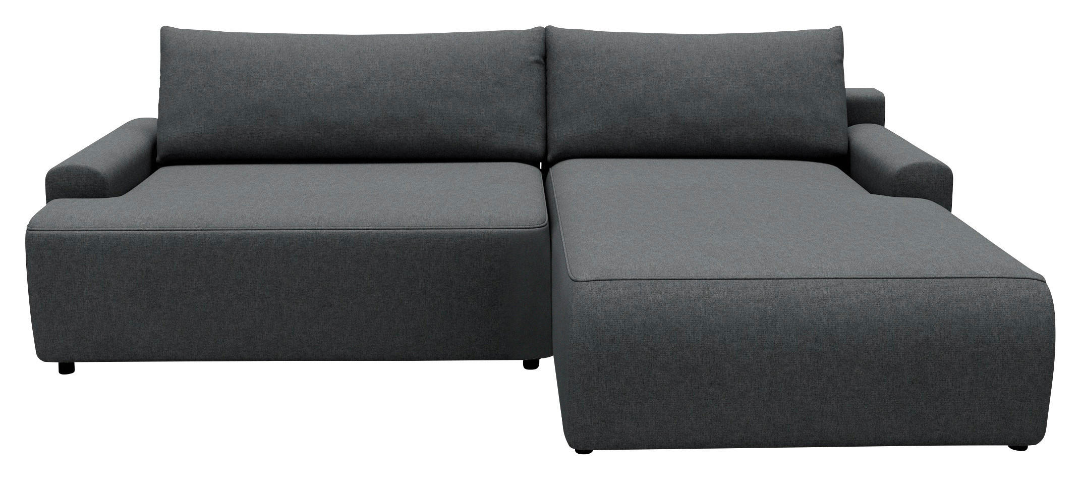ECKSCHLAFSOFA in Struktur Graphitfarben - Schwarz/Graphitfarben, Modern, Kunststoff/Textil (253/167cm) - Trendmanufaktur