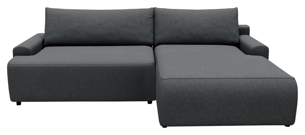 ECKSCHLAFSOFA in Struktur Graphitfarben  - Schwarz/Graphitfarben, Modern, Kunststoff/Textil (253/167cm) - Trendmanufaktur