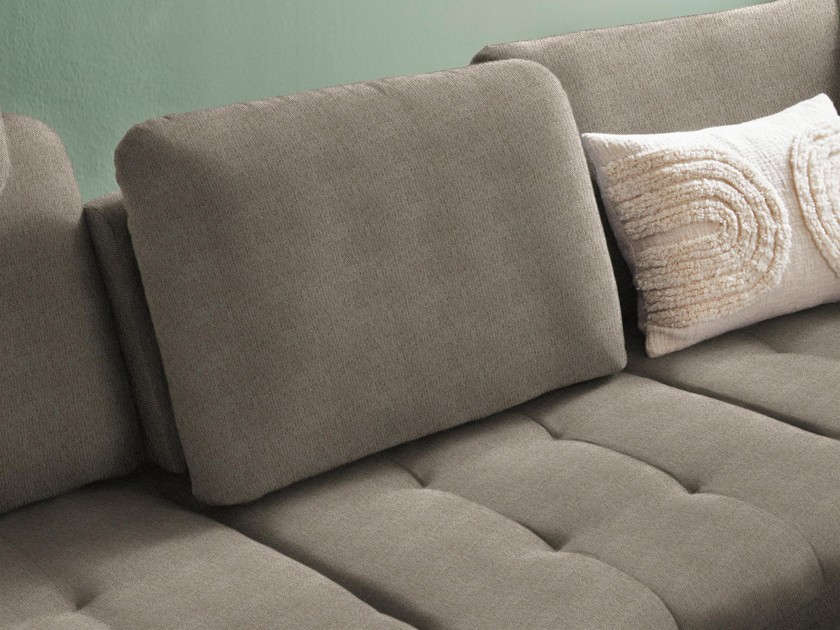 ECKSOFA Greige Chenille  - Greige/Schwarz, Natur, Textil/Metall (288/233cm) - Valnatura