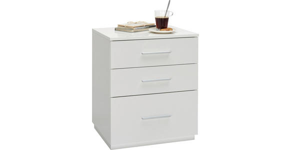 NACHTSCHRANK 50/60/40 cm - Weiß Hochglanz/Alufarben, Design, Holzwerkstoff/Kunststoff (50/60/40cm) - Carryhome