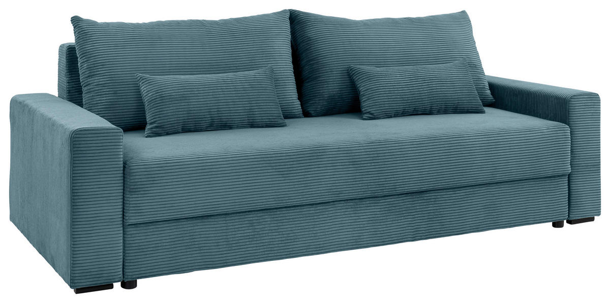 SCHLAFSOFA Cord Türkis  - Türkis/Schwarz, KONVENTIONELL, Kunststoff/Textil (233/92/108cm) - Carryhome