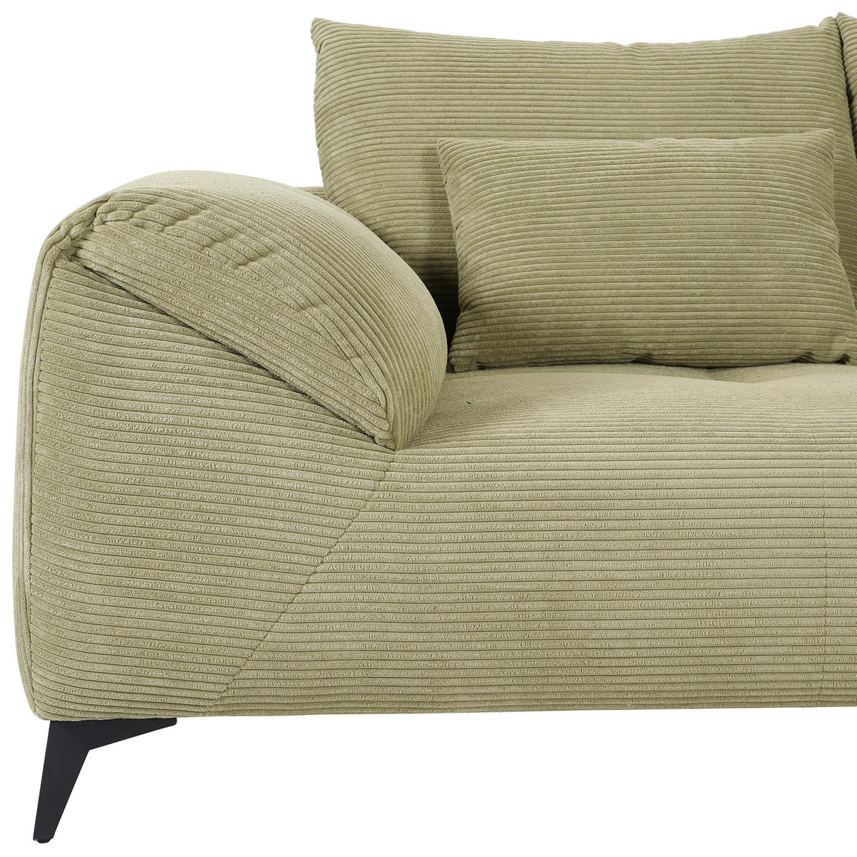 ECKSOFA in Cord Hellgrün  - Schwarz/Hellgrün, Konventionell, Textil/Metall (311/176cm) - Carryhome