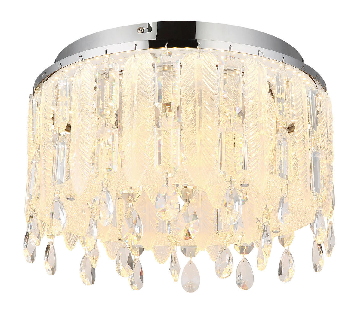 LED-TAKLAMPA 38/26 cm  - klar/kromfärg, Klassisk, metall/glas (38/26cm) - Globo